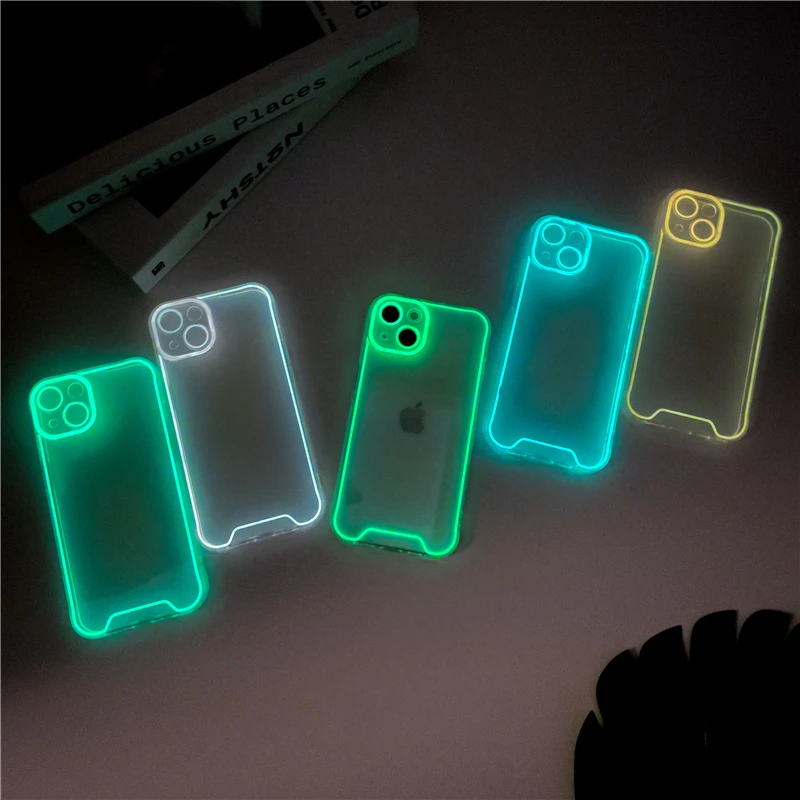 

Светящийся силиконовый мягкий чехол ECHOME с ночным светом для iPhone 14 Pro 14ProMax 13Pro 14Plus IPhone14 полноразмерный прозрачный ТПУ