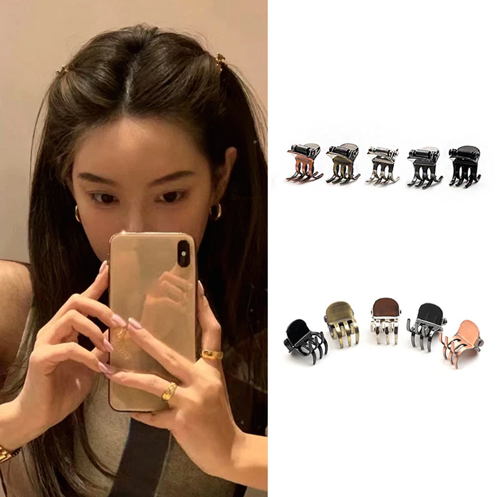 

2Pcs/lot Antique Copper Small Mini Hair Claws Jaw Crab Clamp Clips Pin Metal Gun Grey Color Hair Accessories Women Hair Clips