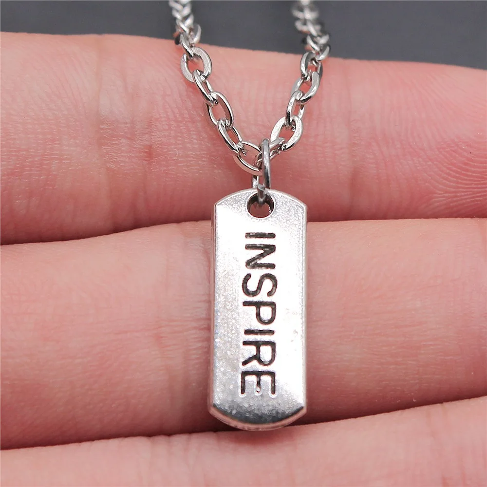

Dropshipping 2 Colors 21x8mm Inspire Pendant Necklace Jewelry For Women