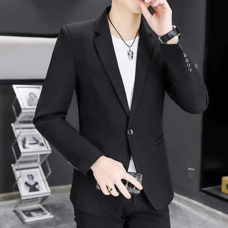 Молодой человек 65 деловой повседневный однотонный костюм верхняя одежда Xs
