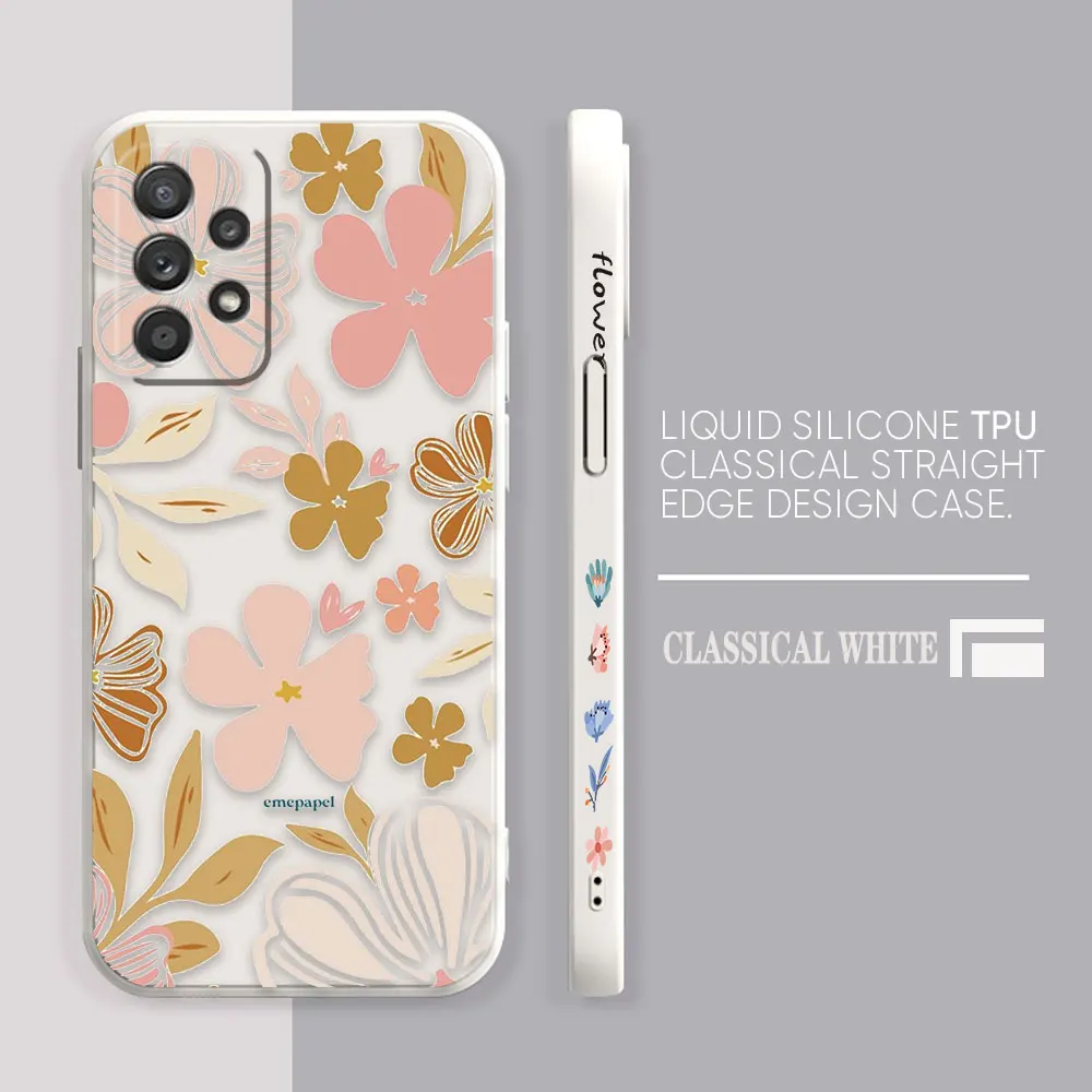 Case For Samsung Galaxy A91 A14 A73 A72 A71 A53 A52 A51 A42 A33 A32 A22 A21S A715F A52S A22S A13 A12 4G 5G Case Summer Flower