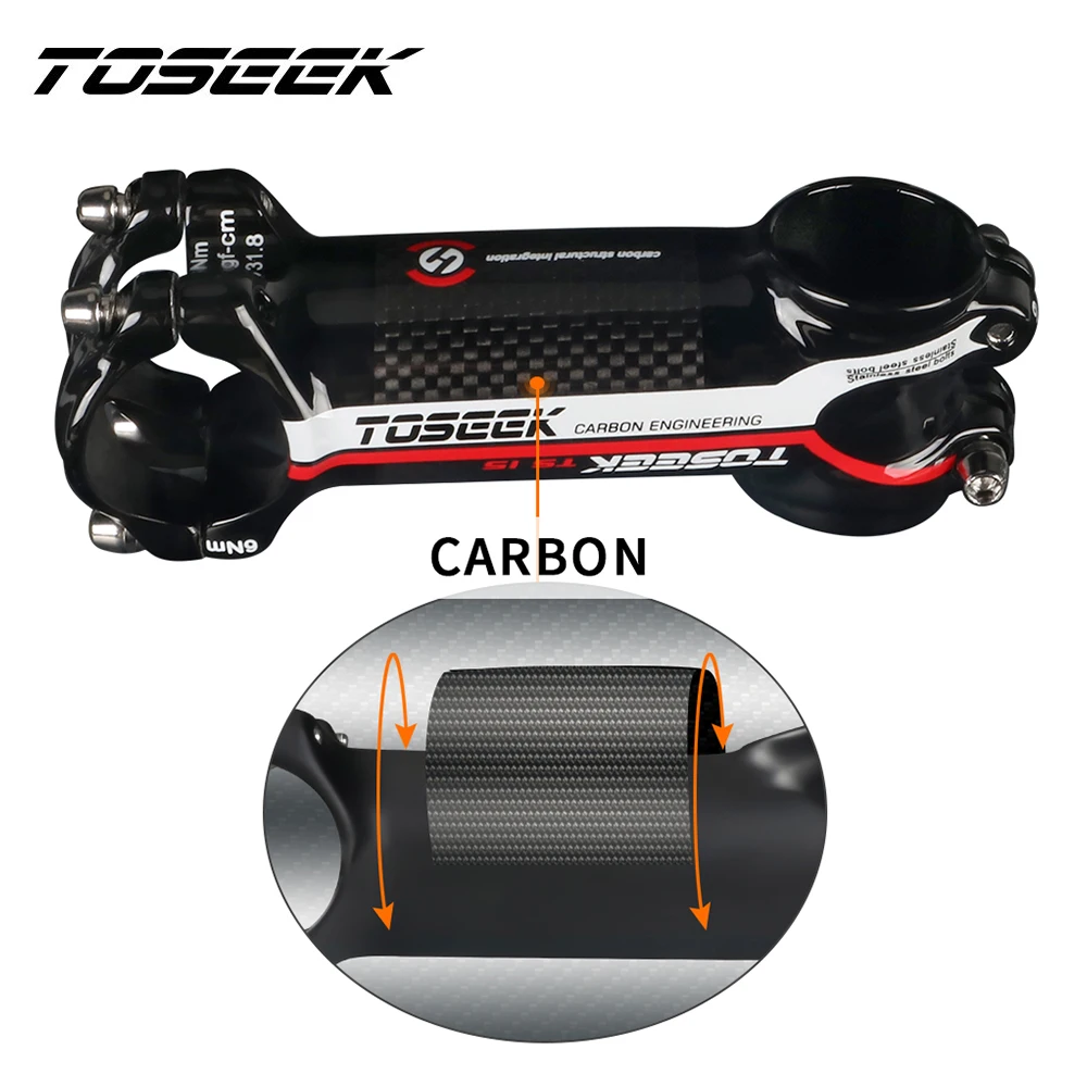 

TOSEEK Ultralight Carbon Bike Stem 70/90/100mm Bicycle Handlebar Stems 7 Degree MTB Power 31.8mm Mountain Cycling Riser Parts