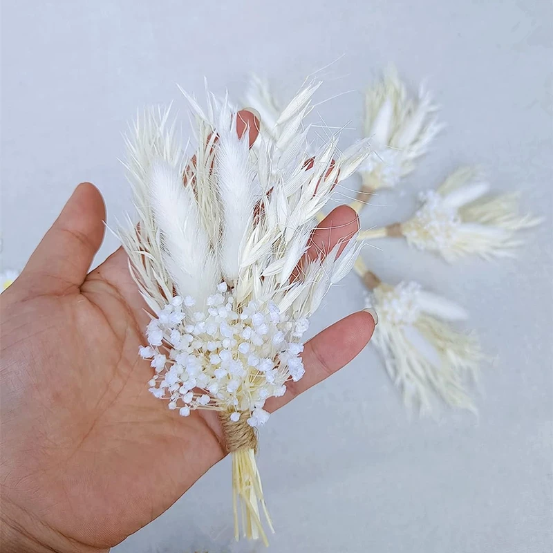 

3pcs Mini Corsage Gypsophila Bouquets Natural Pampas Grass Dried Flowers Decoration Leaves Lagurus DIY Craft Wedding Card Decor