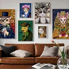 Египет, кот Фараона, джентльмен, ручная роспись, настенная Картина на холсте, скандинавский холст, плакаты и принты, настенные картины для гостиной