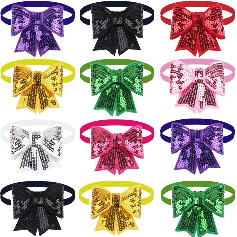 

50/100PCS Summer Style Sequins Pet Dog Bow Tie Adjustable Cat Puppy Collar Bowties Dog Grooming Accessories Dog Accessories