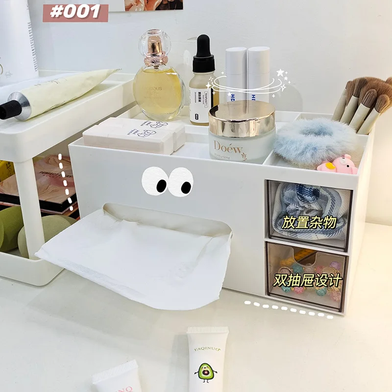 

Ins Creative Mobile Phone Bracket Multifunctional Desktop Tissue Box Makeup Brush Storage Bucket Cosmetic Storage Rack Bedroom