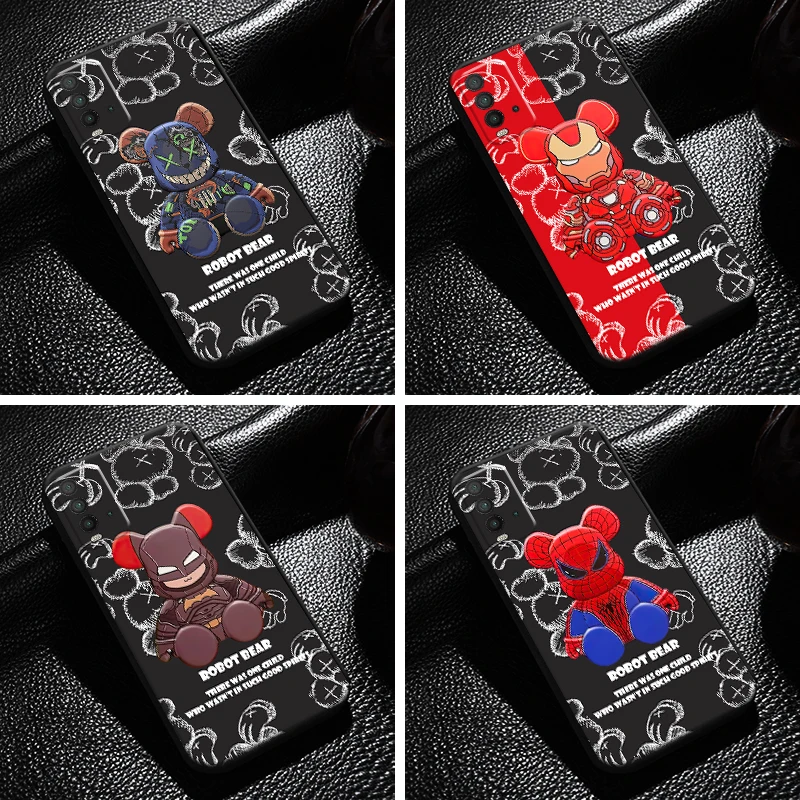 

Marvel Venom Spiderman Cute Bear Phone Case For Xiaomi Redmi 9T Back Soft Coque Liquid Silicon Silicone Cover