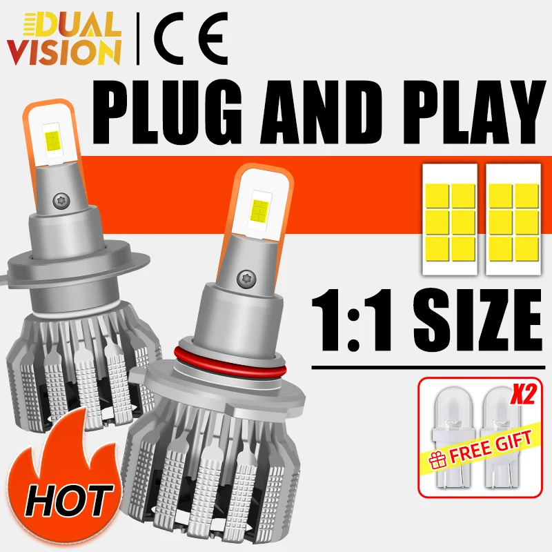 Лампа для автомобильных фар Dualvision H7 лампа H4 H11 9012 H1 H8 H9 9005 9006 лм 6000 К 12 В