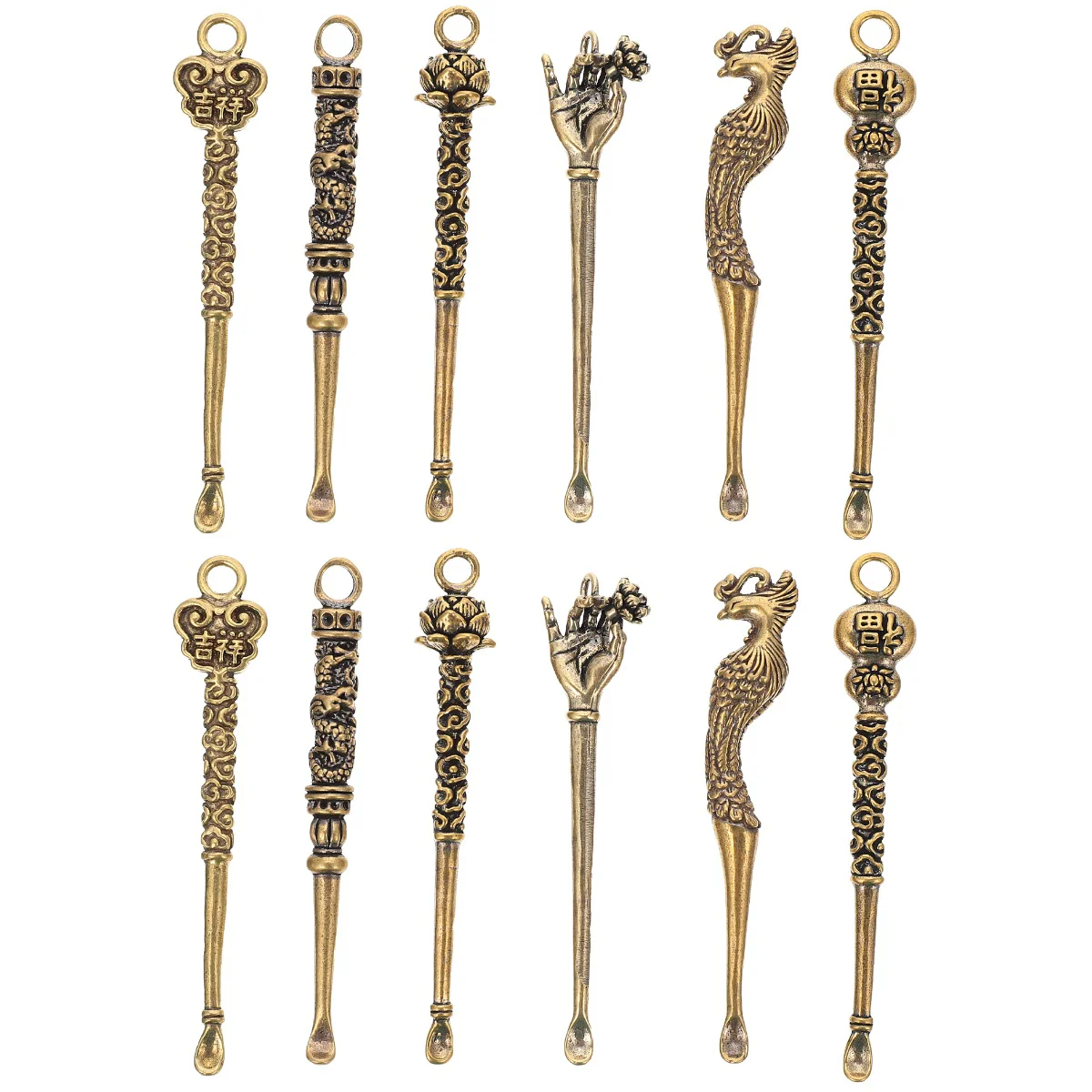 

12 Pcs Car Keychain Miniature Ear Wax Pickers Pendant Charms Micro Lab Spatula Spoon