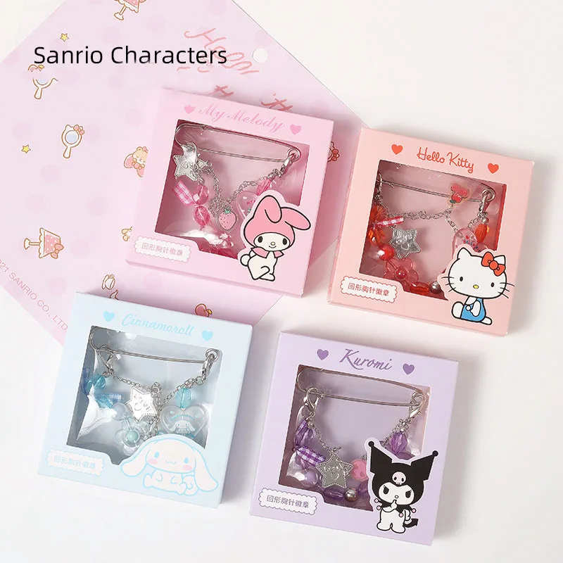 

Sanrio Brooch Kuromi My Melody Kawaii Pin Badge Girly Hearts Ins Cinnamoroll Paperback Box Pin Badge Decoration Holiday Gift