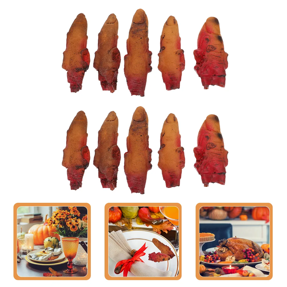 

10 Pcs Fake Finger Halloween Cosplay Party Prank Toy Simulation Toys Portable Supplies Vinyl Makeup