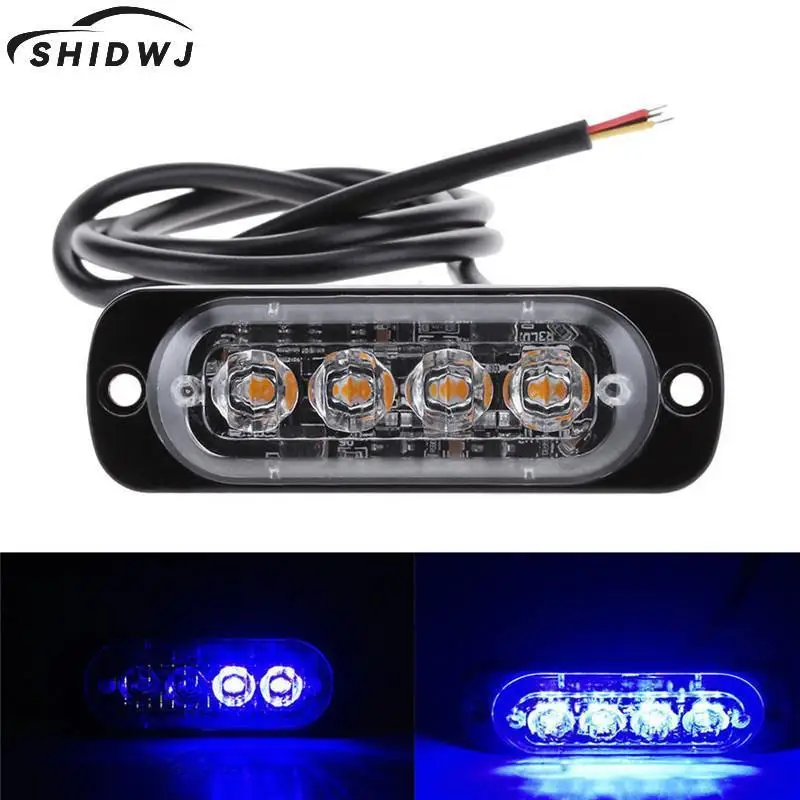 

1pc 4LED 4W Bar Car Truck Strobe Flash Emergency Warning Light Lamp 12V- 24V Blue Aluminum Low-power Fast Startup Time Efficient