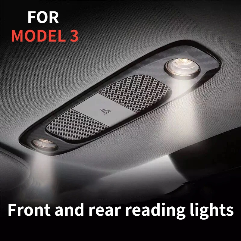 

For Tesla Model 3 Car Front and Rear Reading Lights Frame Sticker Carbon Fiber Interior Decorative Decals Styling Accessories