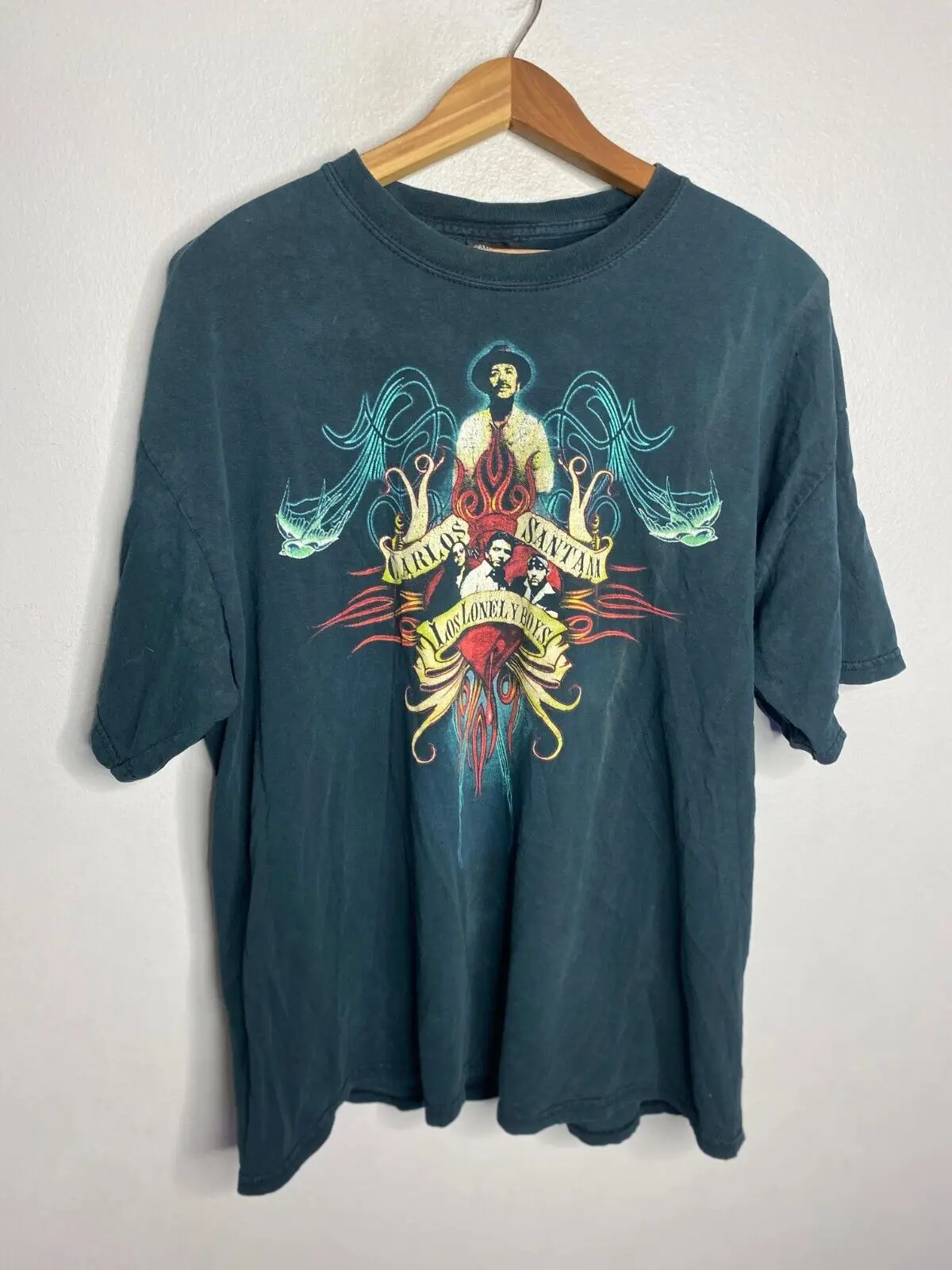 Винтажная футболка для мальчиков с Карлосом Сантаной Лос-лоньи 2005 тур-рок