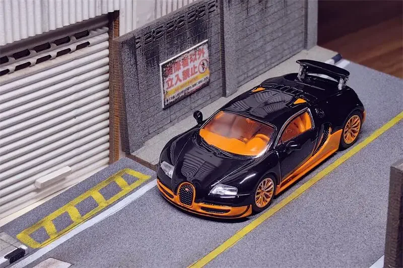 Литая под давлением модель автомобиля Mortal 1:64 Veyron Super Sport Black Orange Limited 799