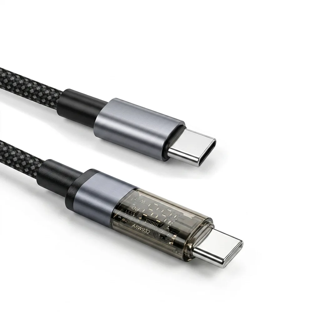 Фото Кабель USB-C PD 240W для быстрой зарядки, Type-C - Type-C, с дисплеем, для Xiaomi POCO F3, Realme, Macbook, iPad №5