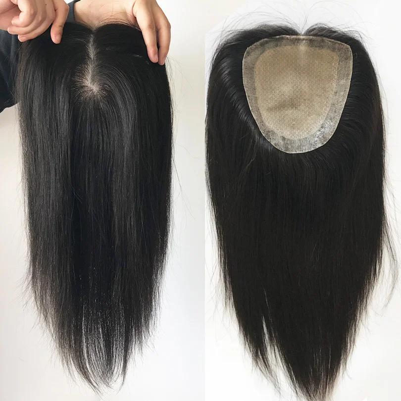 

15x16cm Silk Base Human Hair Topper For Women 2cm PU Around Virgin Hair Toppers Extension For Thinning Hair
