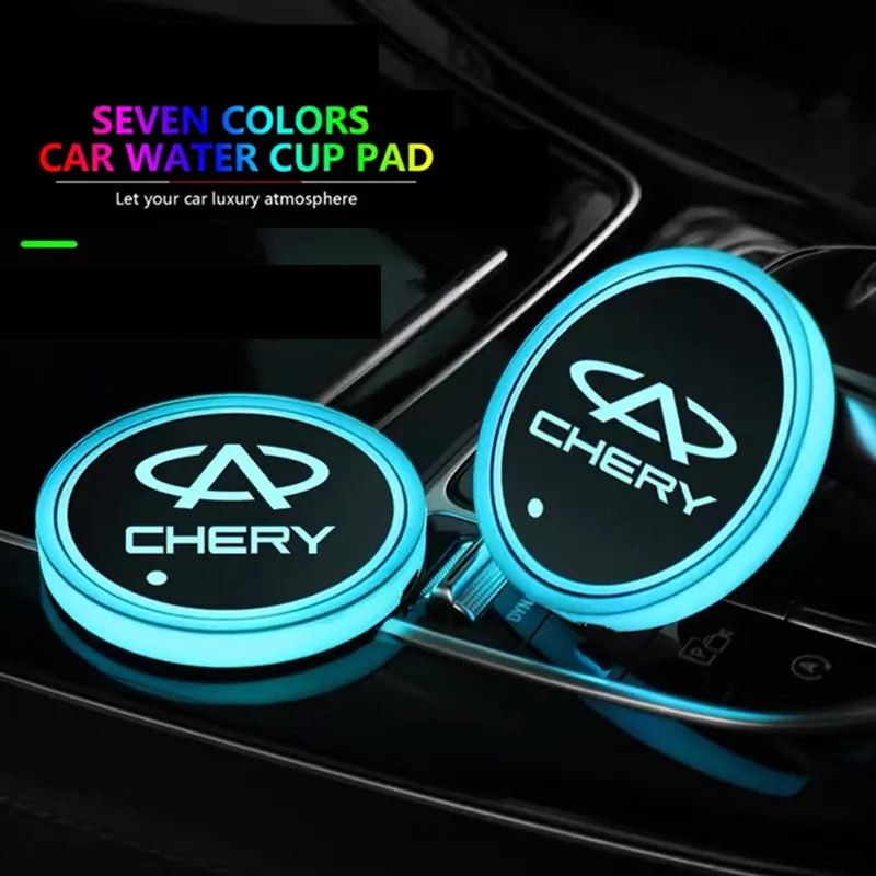 

2pcs LED Car Multicolor Atmosphere Light Water Coaster For Honda Toyota Hyundai Mini Skoda Jaguar A8 Peugeot Sticker Accessories