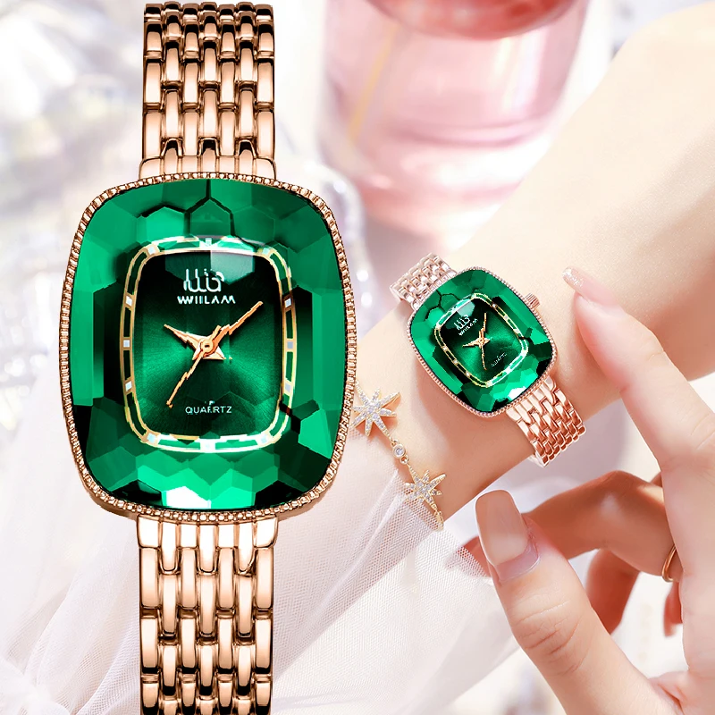 

WIILAA 2023 Green Diamond Luxury Women Quartz Watch Montre Bracelet Femme Ladies Wrist Watch for Female Clock Relogio Feminino