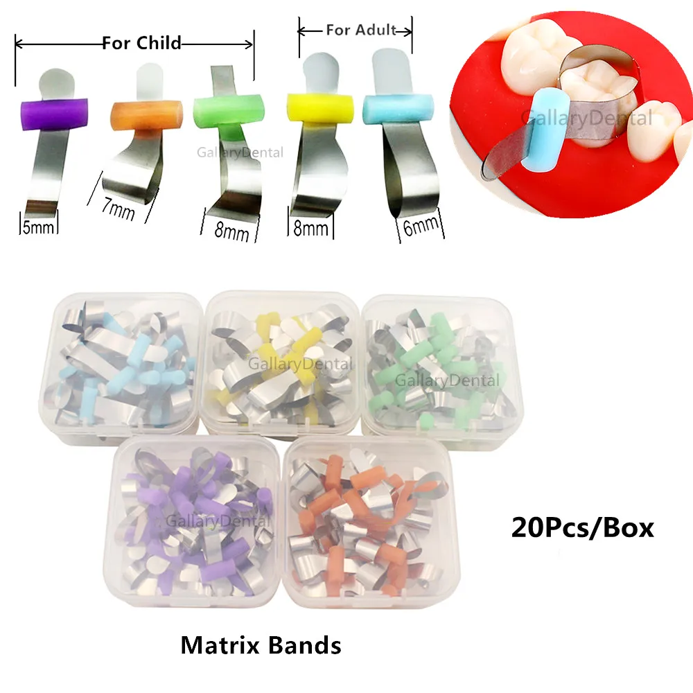 

20Pcs/Box Dental Forming Sheet Metal Matrix Matrice Band Retainerless With Retainer Refill Large Small
