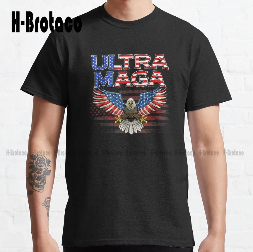 

Ultra Maga Proud Ultra-Maga Classic T-Shirt Trump 2024 Skull Shirts For Men Cotton Outdoor Simple Vintag Casual Tee Shirts New