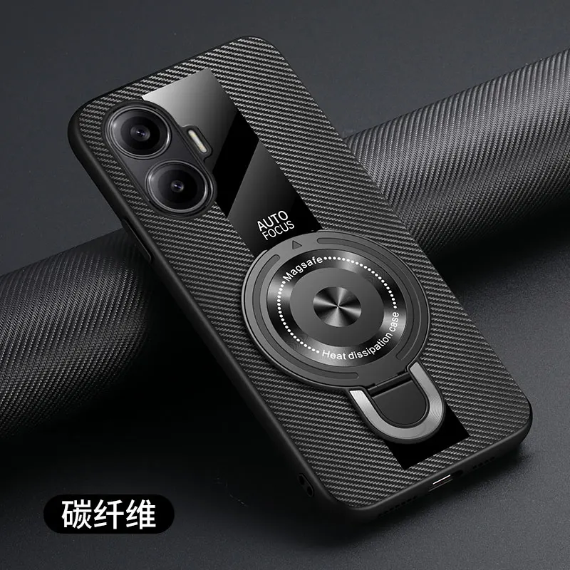 Фото Чехол Funda для Xiaomi Poco F7, магнитный кольцевой держатель, роскошная силиконовая овчина, кожа, оргскло, искусственная кожа, противоударная задняя крышка премиум-класса №4