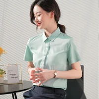 korean green short sleeve business clothing summer thin new temperament office suits shirt bamboo fiber workwear business shirt