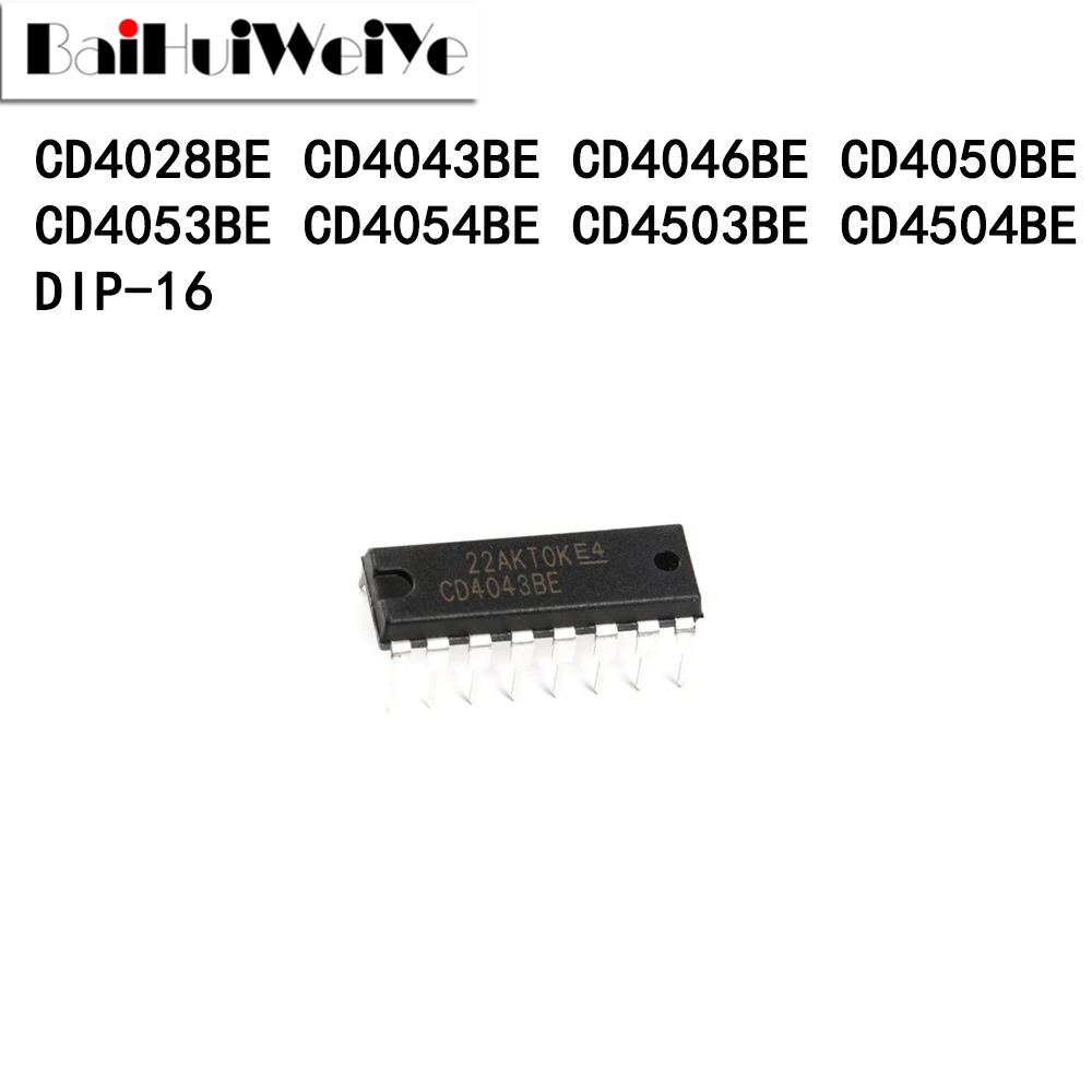 Набор микросхем CD4028BE CD4043BE CD4046BE CD4050BE CD4053BE CD4054BE CD4503BE CD4504BE DIP-16, 10 шт.