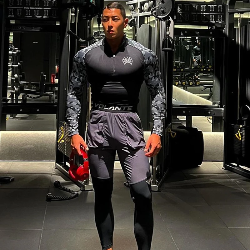 Футболка мужская облегающая с длинным рукавом эластичная компрессионная