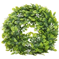 round wreath artificial wreath green leaves for door wall window decoration wedding party christmas decor 11 inches