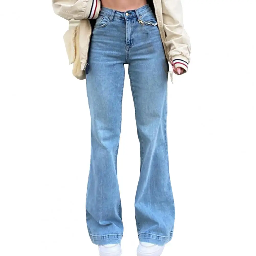 

Versatile Floor Length Fashion Mid-Waist Women Wide Leg Casual Jeans Streetwear