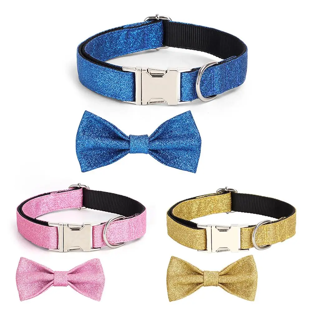 

Pets Cats Dogs Collars Bling Dog Bow Tie Collar With Safety Metal Buckle For Small Boy Girl Dogs Cats Neck Fit 9-12"