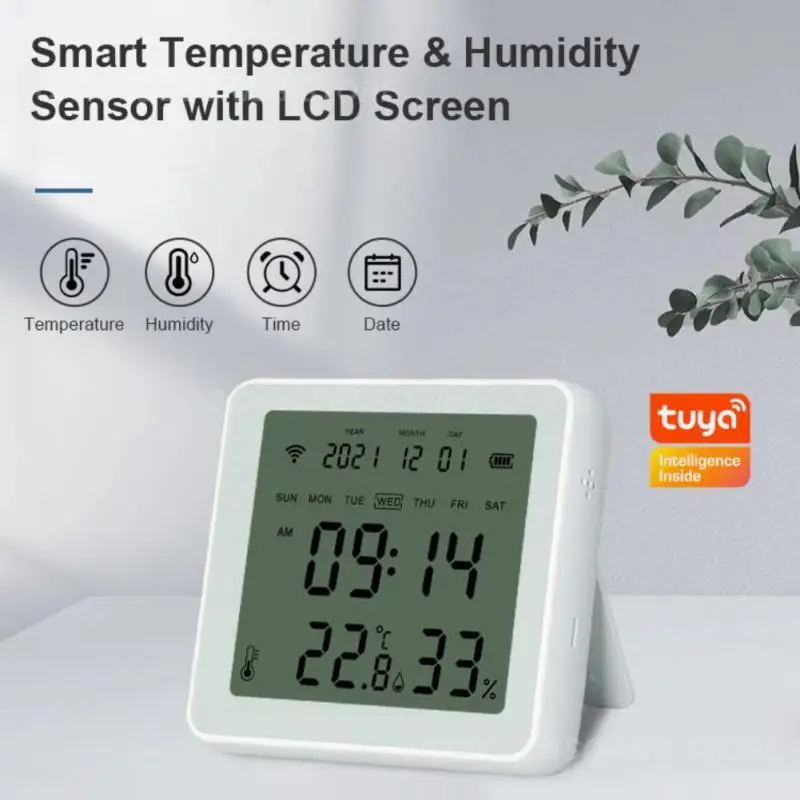 

Alarm Clock Low Power App Push Temperature And Humidity Sensor Mini Indoor Wireless Backlight Alarm New Tuya