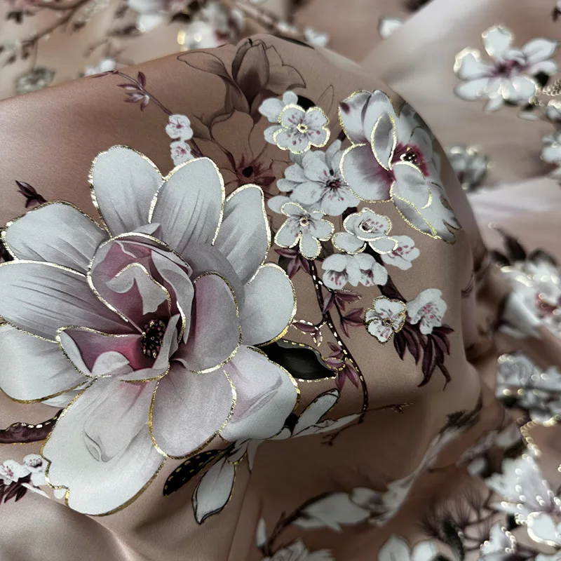 Гладкая Цветочная искусственная атласная ткань мягкая летняя для изготовления