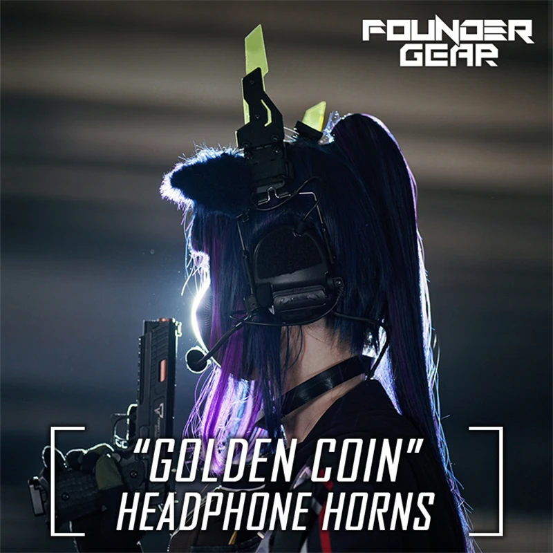 Наушники GOLDEN COIN HORNS Cyberpunk COSPLAY Arknights Blue Archive EVA Cosholic Tactical Craft