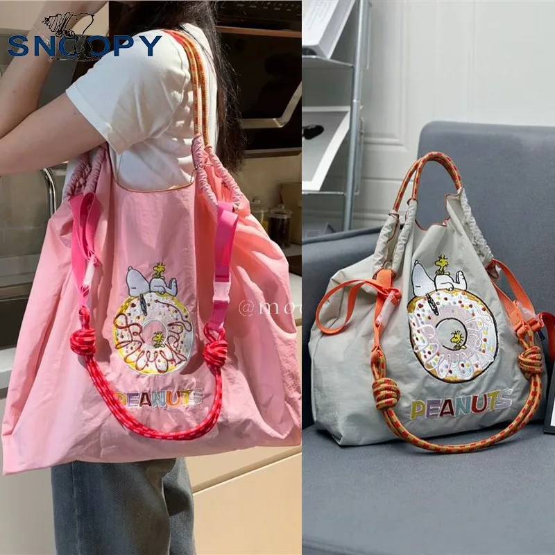 Новая сумка для покупок Snoopy с вышивкой в виде пончика модная повседневная