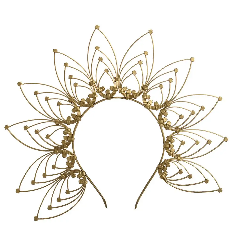 Богиня гало Корона Sunburst пластиковый Золотой Met Gala Ангел Спайк головной убор