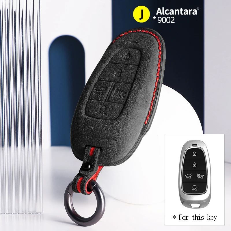 

Alcantara Car Key Case Cover Holder Key Shell Buckle For Hyundai Nexo NX4 Tucson 2022 Sonata 2020 Santa Fe 2021 Solaris
