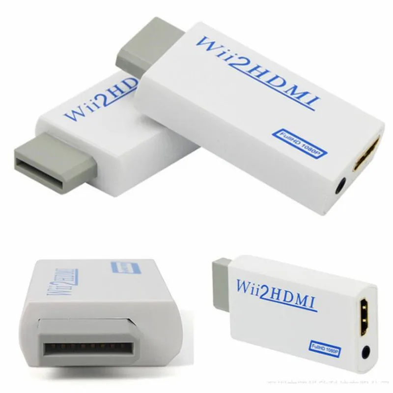 

500 шт. для Wii-HDMI-совместимый адаптер конвертер Поддержка Full HD 720P 1080P 3,5 мм аудио для Wii2HDMI адаптер HDTV черный белый