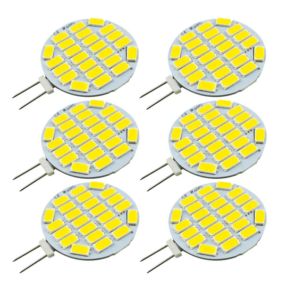 Купить Светодиодные лампы G4, 6 шт., 12 В, 24 В переменного тока, 3 Вт, освещение RV, заменяет галогенную лампу 25 Вт, лм, 24 светодиодный Ода S 5730smd, без мерцани...