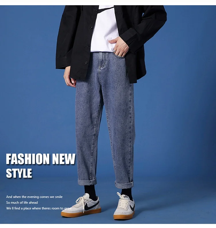 Men's Jeans Casual Male Trouser Streetwear Oversize Pants Hong Kong Style Wide Leg Men Pant Straight Baggy Vintage Clothes
