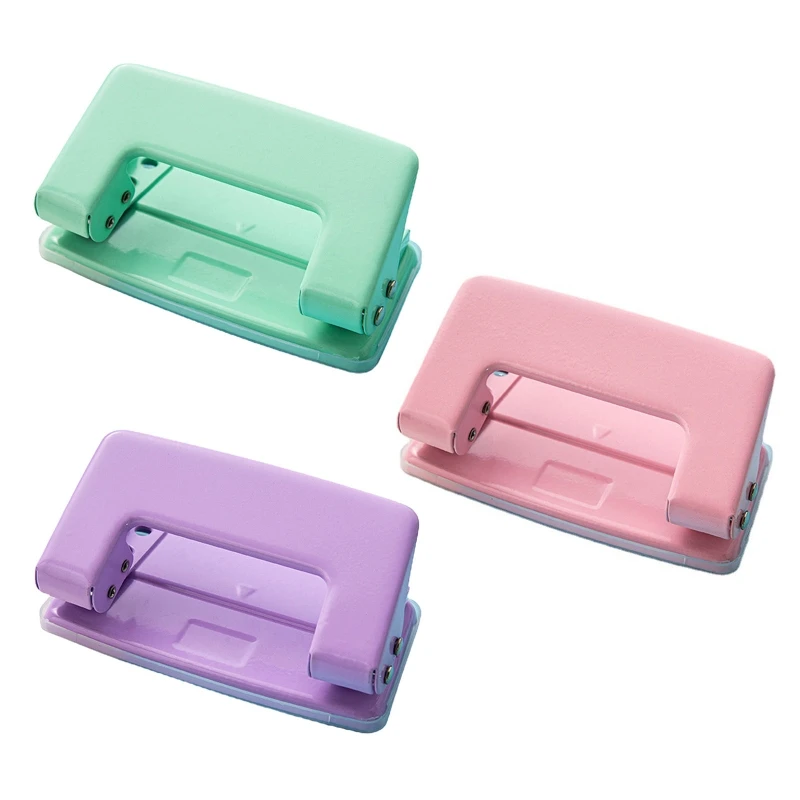 

Portable Hole Puncher Clear Confetti Case Small 2-Hole Punch Effortless Punching for Binding Card-stock Paper File Album E8BE