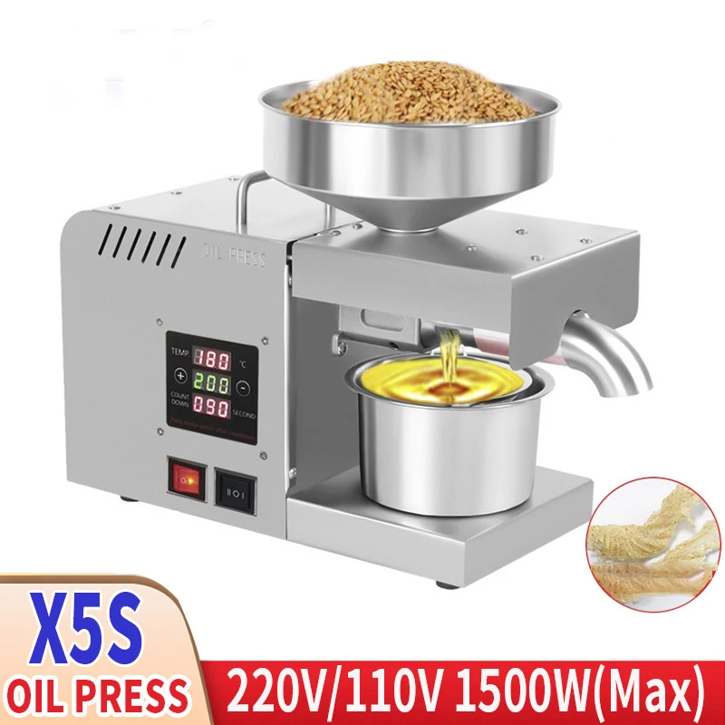 

Автоматический Масляный Пресс 610-1500 Вт X5S с интеллектуальным управлением и прессом из нержавеющей стали для прессования семян подсолнечник...