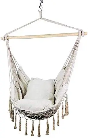 

Потолочное кресло-богемный подвесной качели-гамак, кресло-лаундж, отдельно стоящее с деревянной подставкой для внутренней и внешней спальни, заднего двора, крыльца