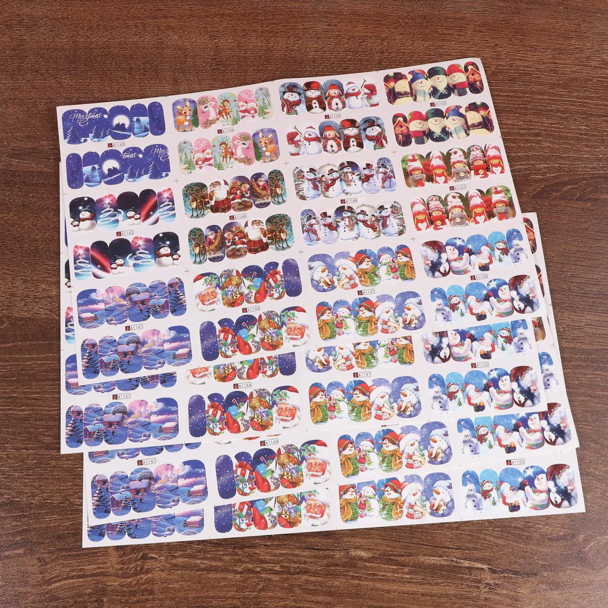 

4 Sheets Nail Stickers Press On False Nails Christmas False Nails Catoon Nail Stickers Short Christmas Nails