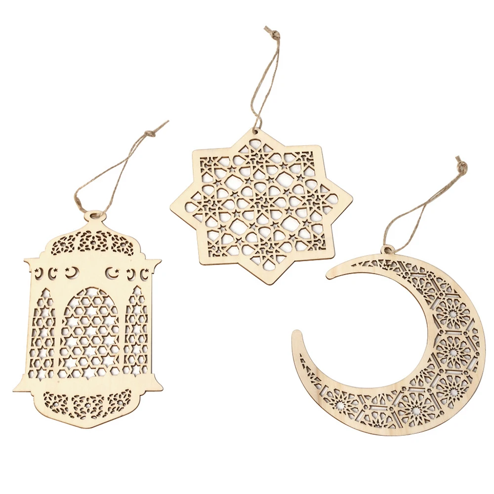 3 шт./компл. деревянные украшения Eid al-Fitr настольные подвесные Mubarak Craft Moon для