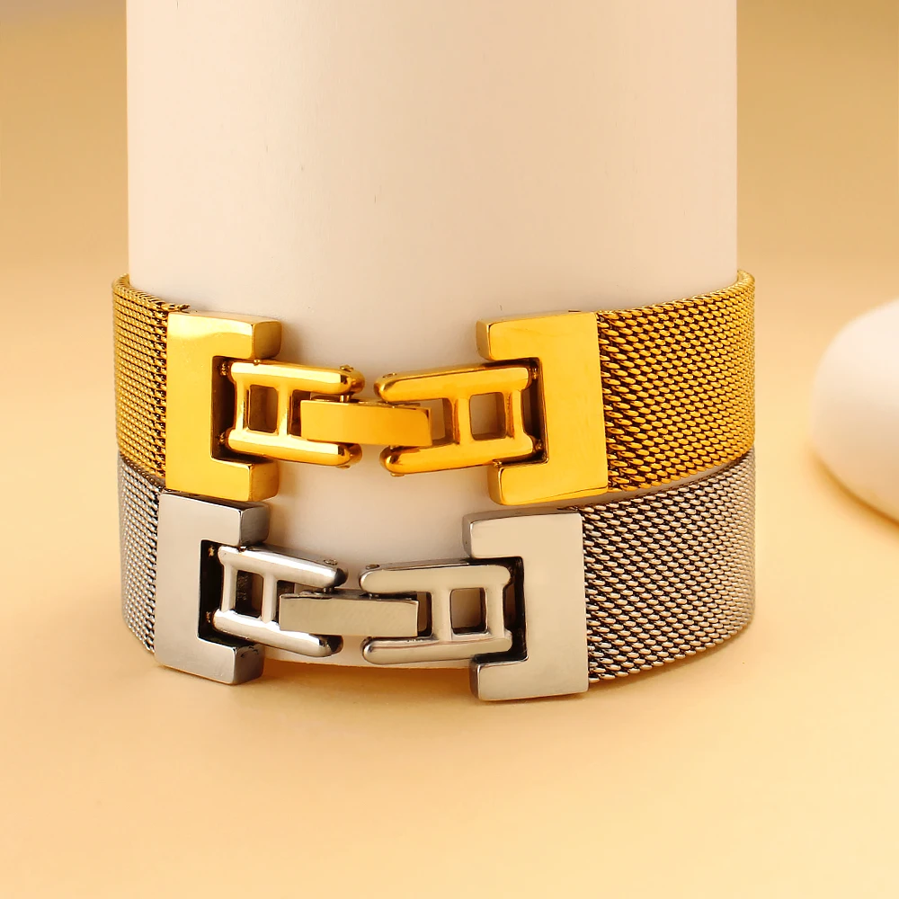 Большой металлический браслет из нержавеющей стали 14 мм