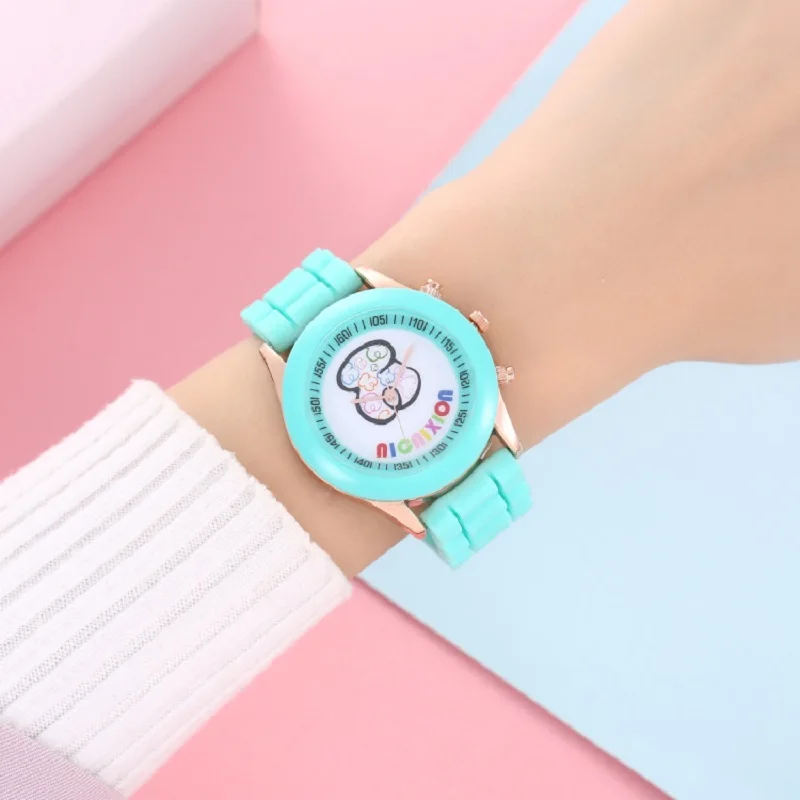 Women's Watches Fashion Colored Jelly Silicone Strap Sports Ladies Watch Luxury Cartoon Panda Arabic Digital Quartz Wristwatche