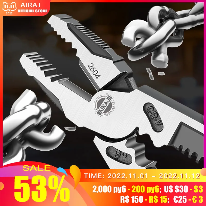  AIRAJ Multifunctional Universal Diagonal Pliers Heavy Plier Needle Nose Pliers Hardware Tools Universal Wire Cutters Electrician 