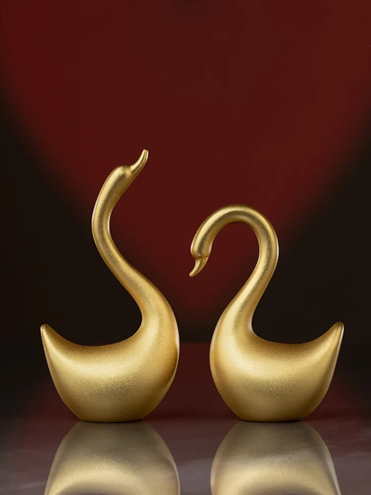 

All Copper Elegant Swan Pair Home Living Room Decorations Decoration Friends Girlfriends Wedding Gift